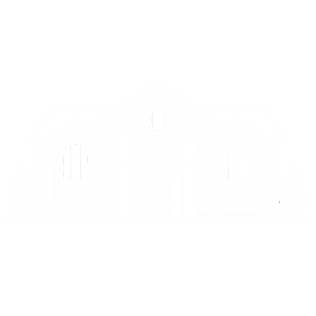 A white building with a black background